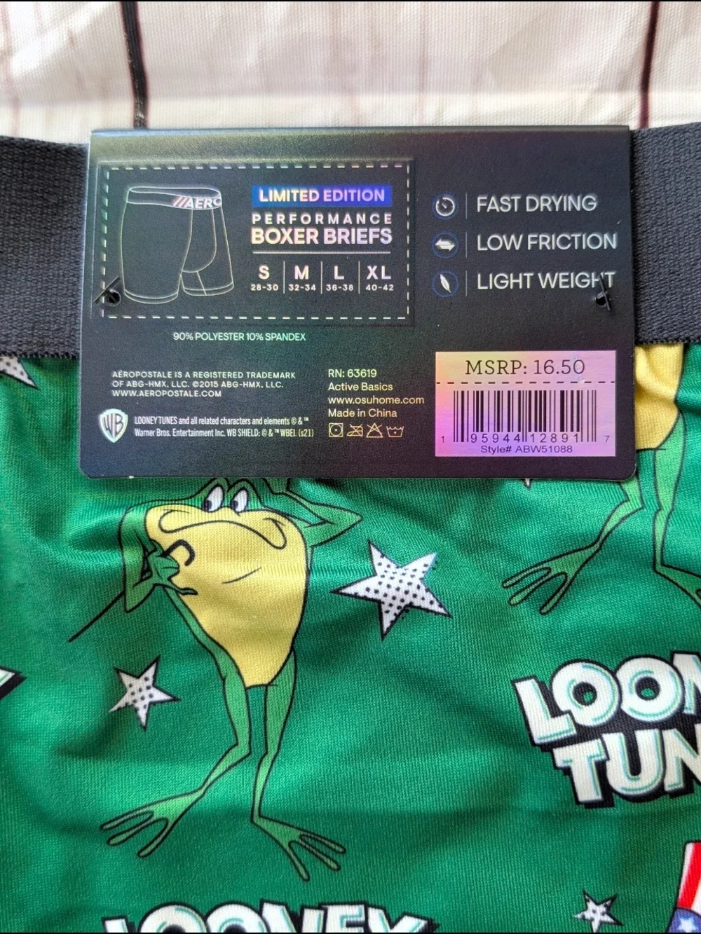 Aeropostale Green Looney Tunes Boxer Briefs with Tweety Pattern